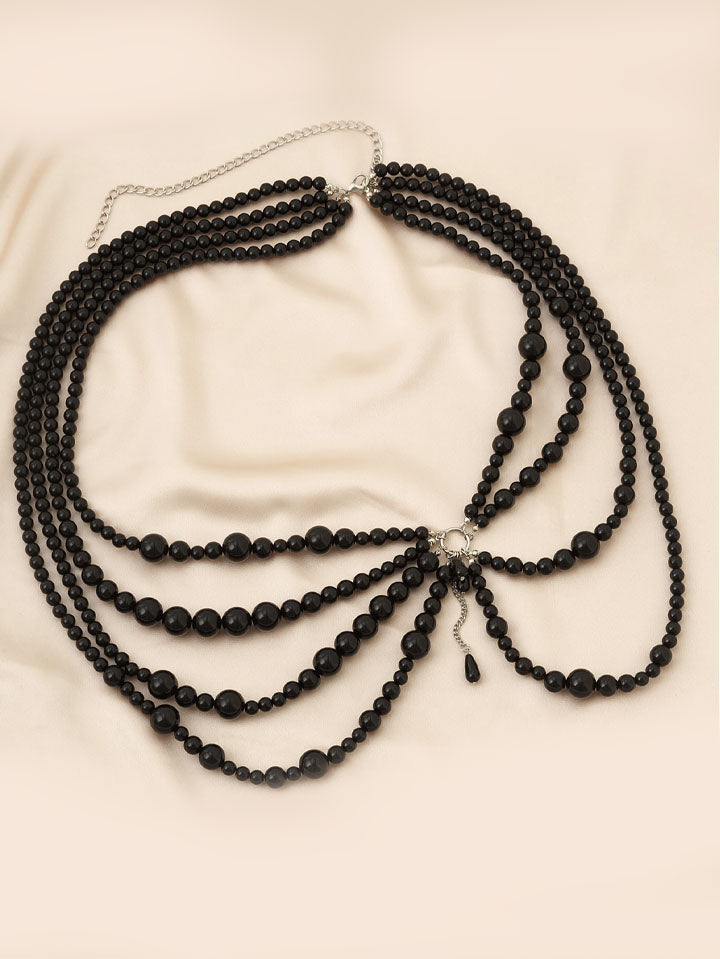 Madam Butterfly's Black Pearl Waist Chain SCARLET DARKNESS