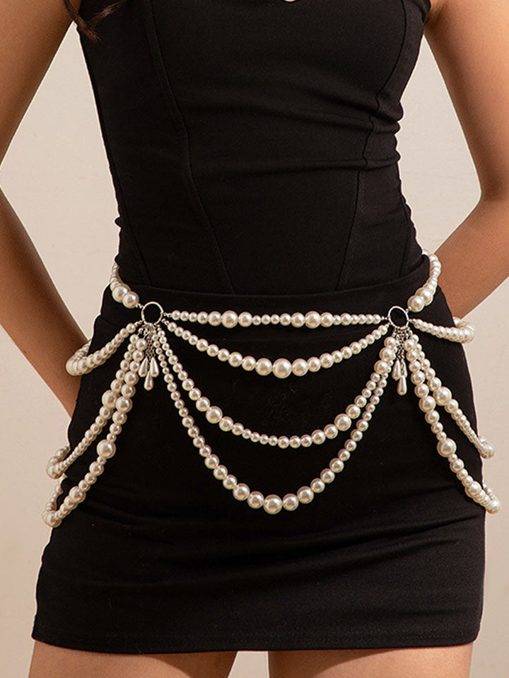 Madam Butterfly's Retro Pearl Waist Chain SCARLET DARKNESS