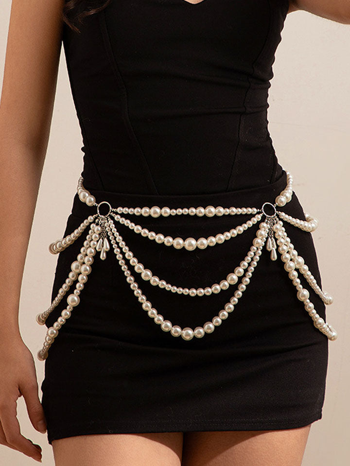 Madam Butterfly's Retro Pearl Waist Chain SCARLET DARKNESS