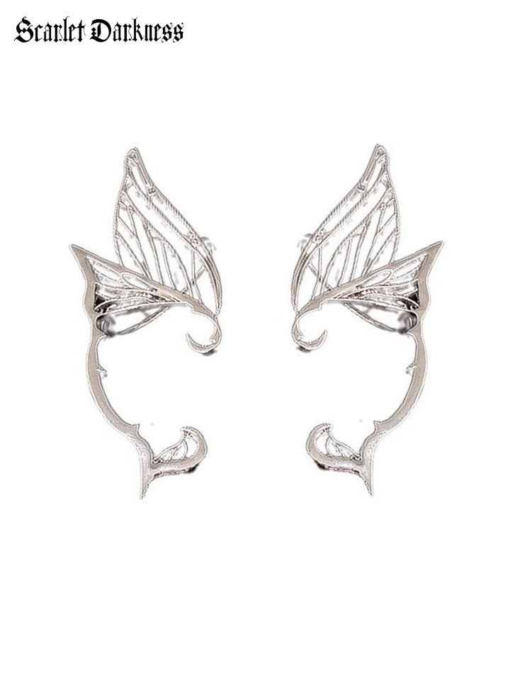 Retro Butterfly Elf Wings Ear Clips SCARLET DARKNESS