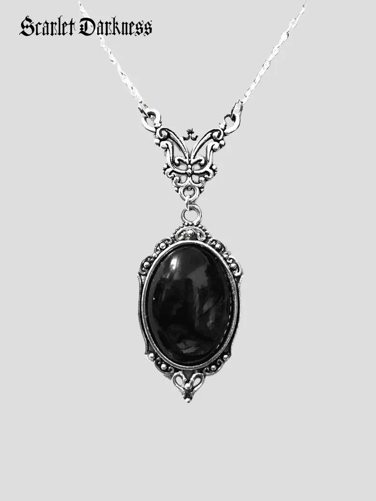 Vampire Eye Blood Oval Glass Pendant Gothic Necklace SCARLET DARKNESS