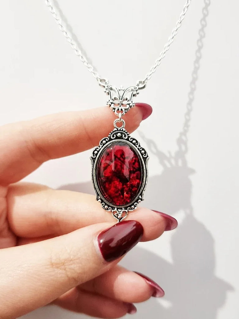 Vampire Eye Blood Oval Glass Pendant Gothic Necklace SCARLET DARKNESS