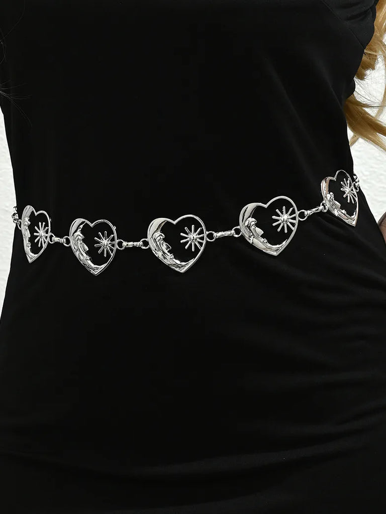 Boho Metal Moon Heart Waist Belt SCARLET DARKNESS