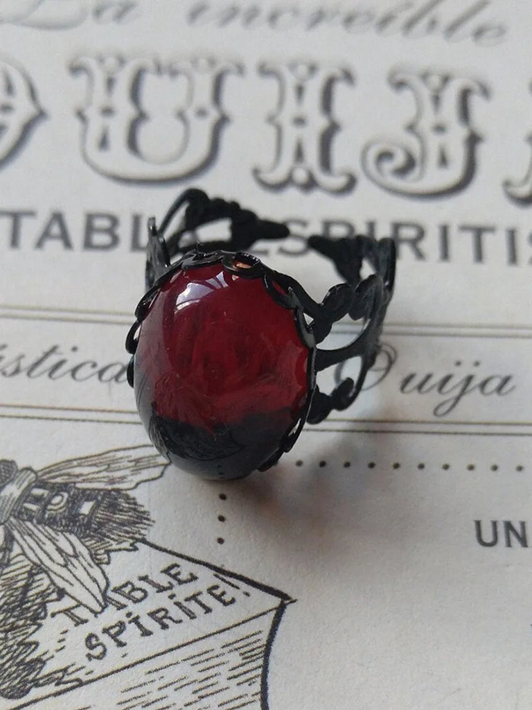 Vintage Gothic Midnight Vampire Eye Ring SCARLET DARKNESS