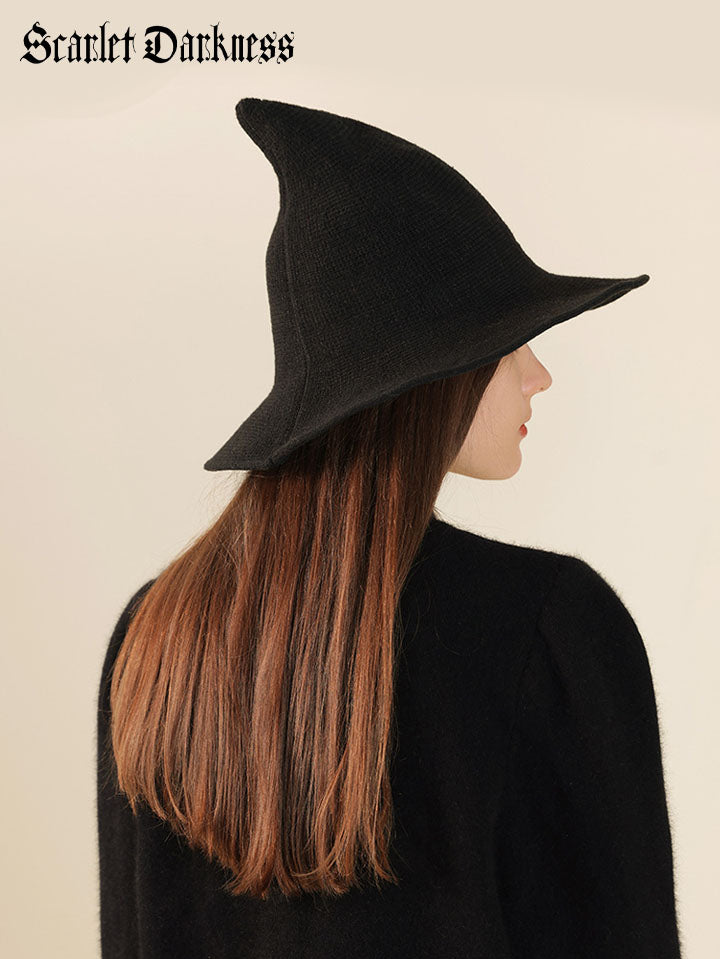 Gothic Knitting Black Wizard Hat SCARLET DARKNESS