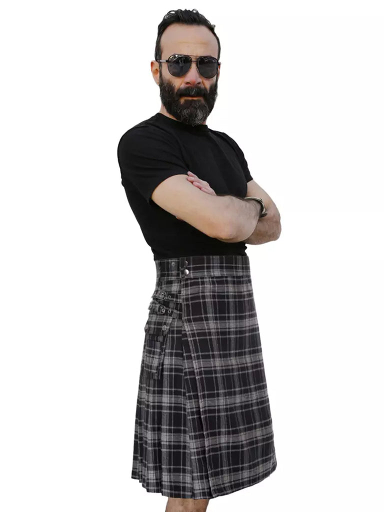 Scottish Mens Tartan Utility Kilt SCARLET DARKNESS