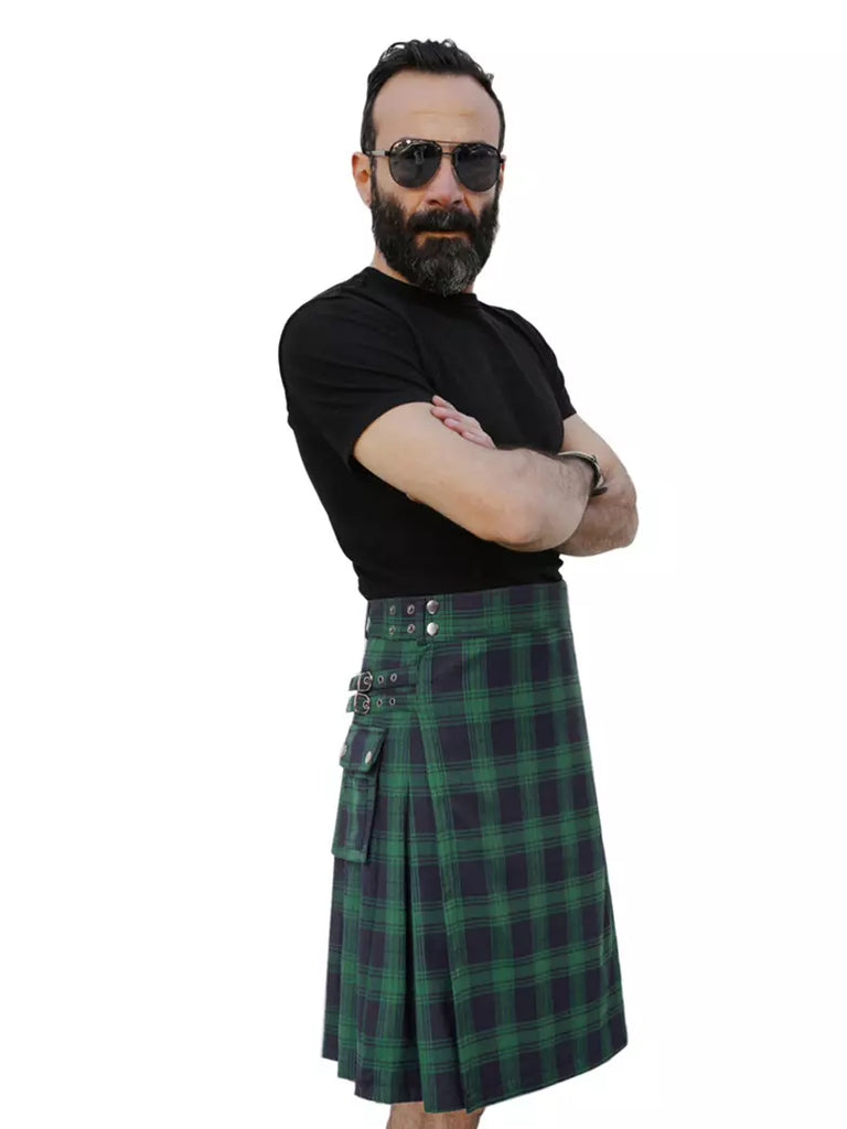 Scottish Mens Tartan Utility Kilt SCARLET DARKNESS