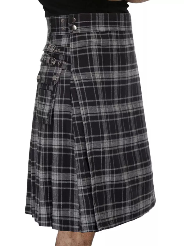 Scottish Mens Tartan Utility Kilt SCARLET DARKNESS