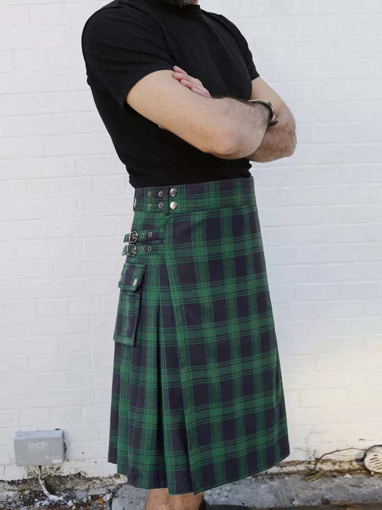 Scottish Mens Tartan Utility Kilt SCARLET DARKNESS