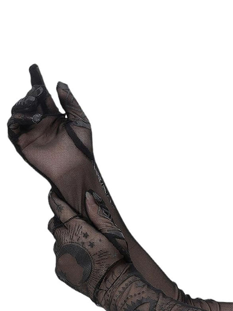 Lace Gothic Pattern Black Gloves SCARLET DARKNESS