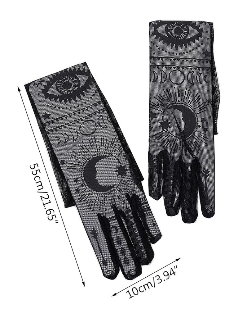 Lace Gothic Pattern Black Gloves SCARLET DARKNESS