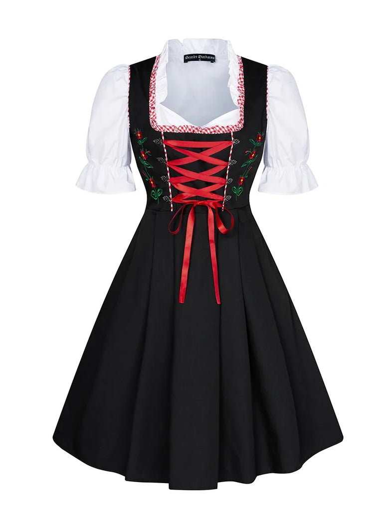 Women 3pcs Set German Bavarian Oktoberfest Costume SCARLET DARKNESS