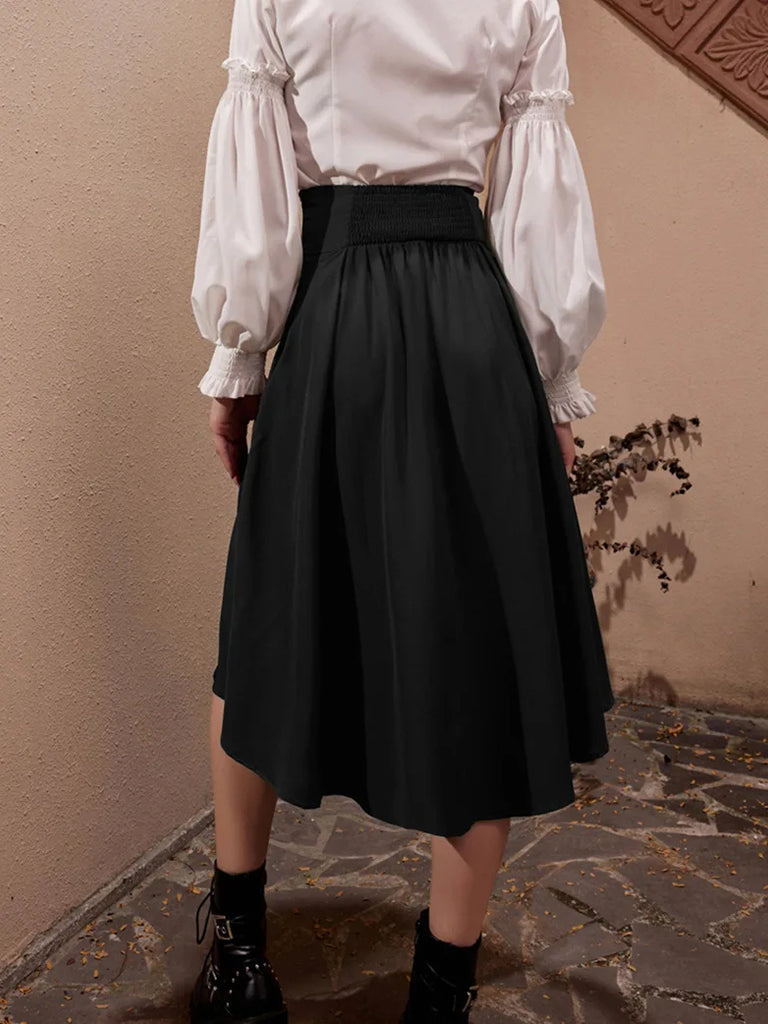 Steampunk Elastic High Waist Length Adjustable Skirt With Pocket SCARLET DARKNESS