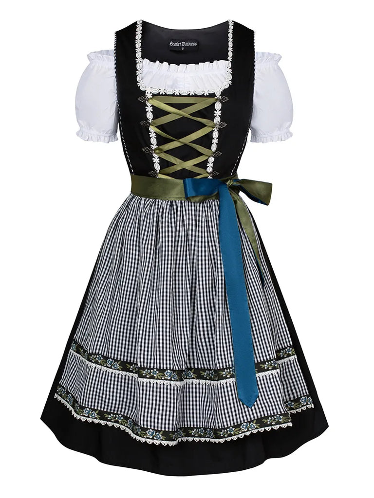 Women 3pcs Set German Bavarian Oktoberfest Costume SCARLET DARKNESS