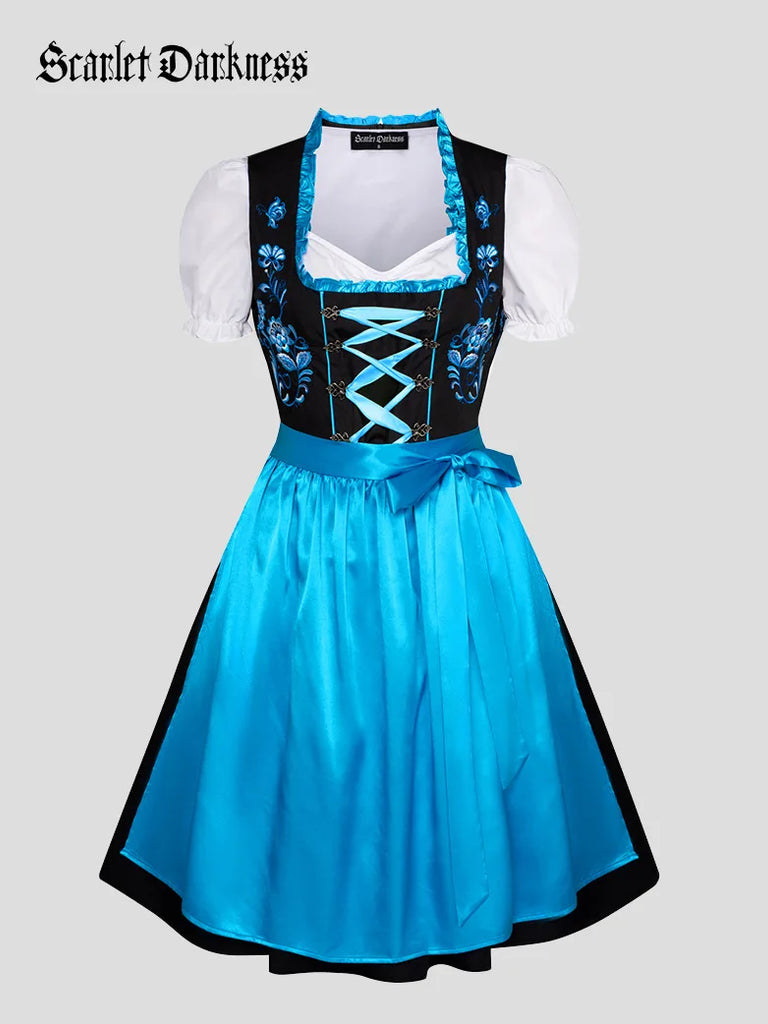 Women 3pcs Set German Bavarian Oktoberfest Costume SCARLET DARKNESS