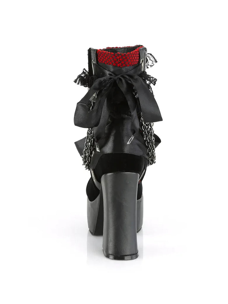 Women's Victorian Gothic Vampire Contrasting Strappy High Heels SCARLET DARKNESS