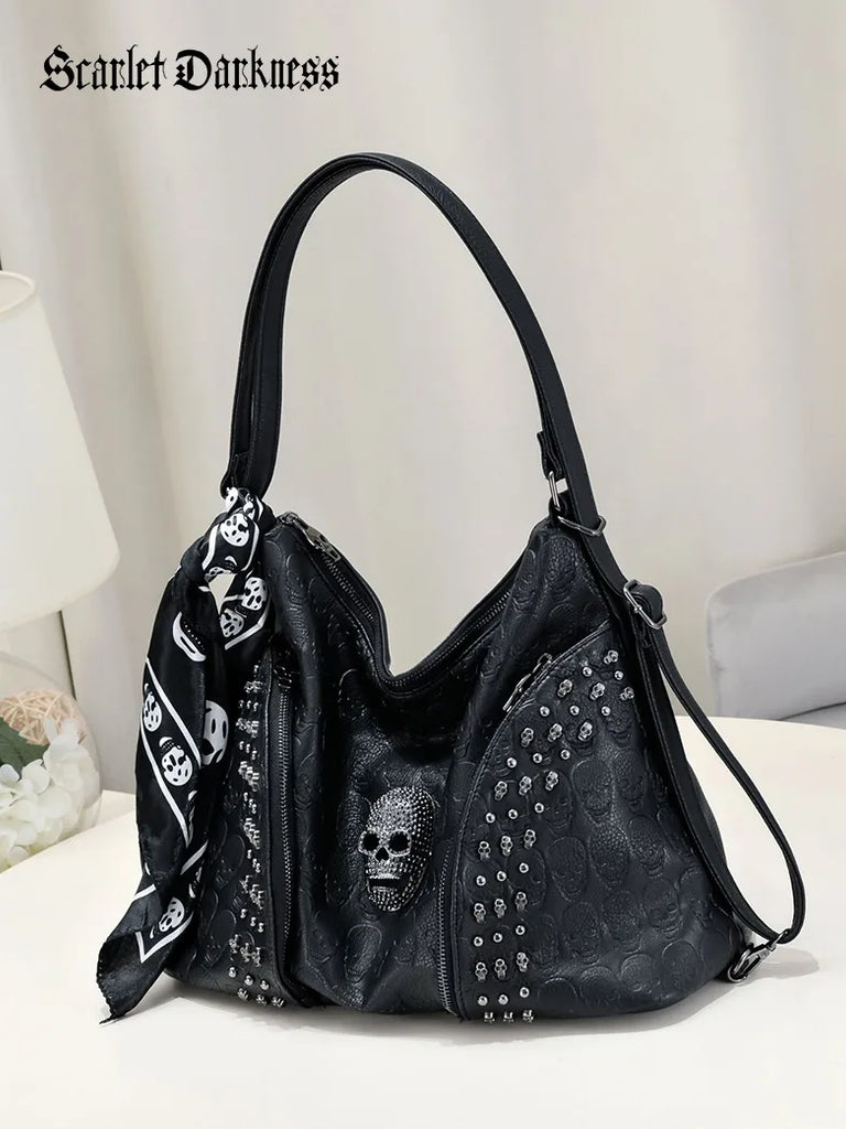 Scarlet Darkness Women Gothic Punk Skull Tote Bag SCARLET DARKNESS