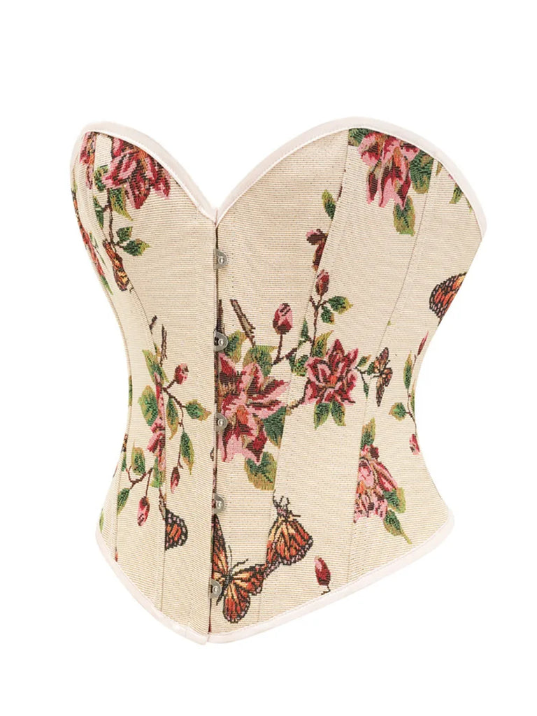 Victorian Corset Women Butterfly Floral Bustier SCARLET DARKNESS