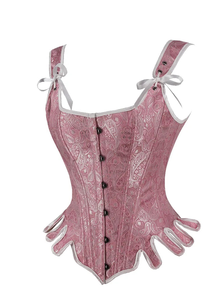 Women Victorian Corset Steampunk Satin Jacquard Bustier Top SCARLET DARKNESS