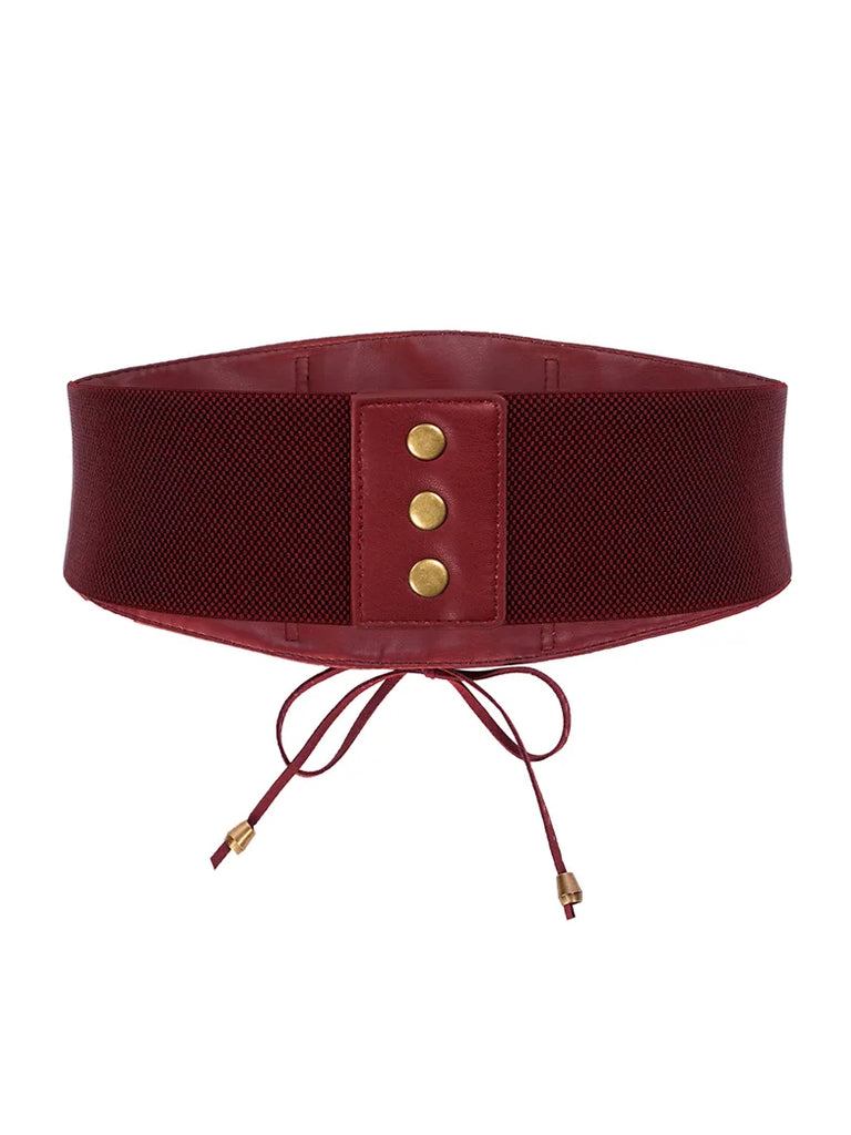 Ren Faire Women Lace-up Pendant Stretchy Leather Waist Belt SCARLET DARKNESS