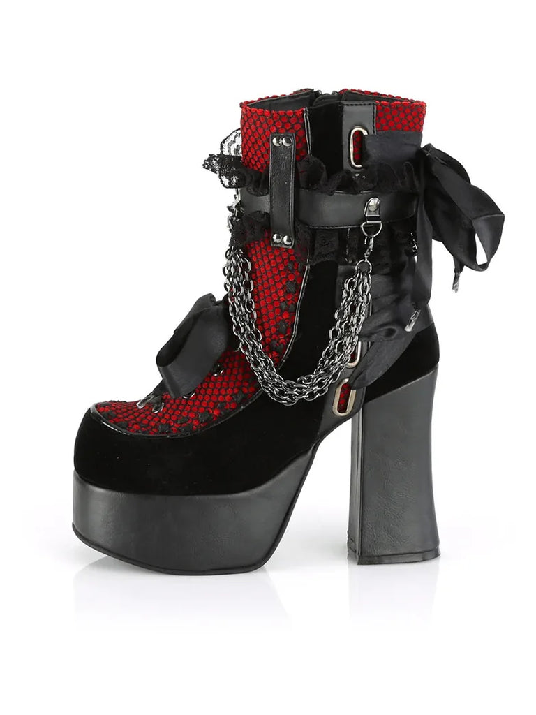 Women's Victorian Gothic Vampire Contrasting Strappy High Heels SCARLET DARKNESS