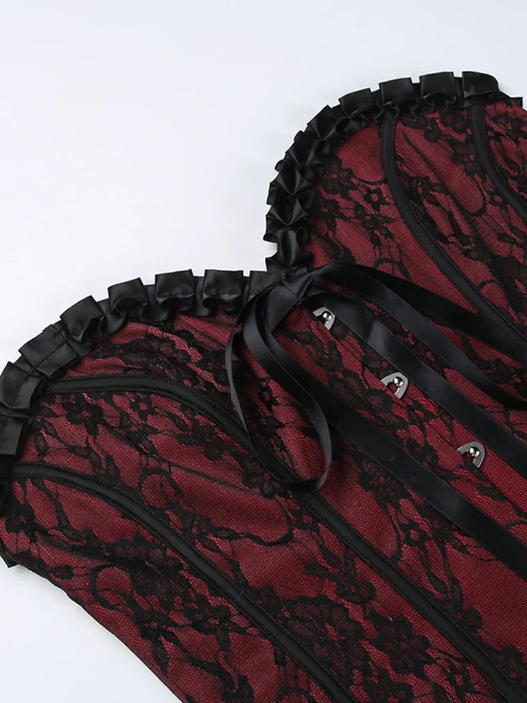 Sweetheart Collar Gothic Fashion Lace Contrast Corset SCARLET DARKNESS