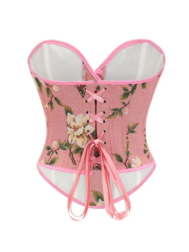 Victorian Corset Women Butterfly Floral Bustier SCARLET DARKNESS