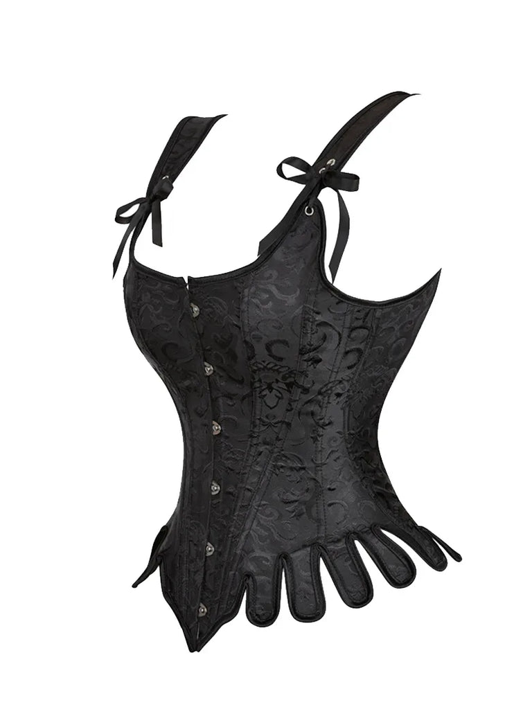 Women Victorian Corset Steampunk Satin Jacquard Bustier Top SCARLET DARKNESS