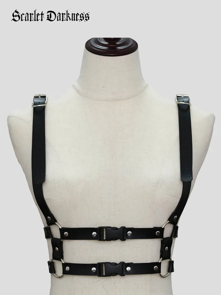 Gothic Punk Suspenders PU Leather Girdle SCARLET DARKNESS