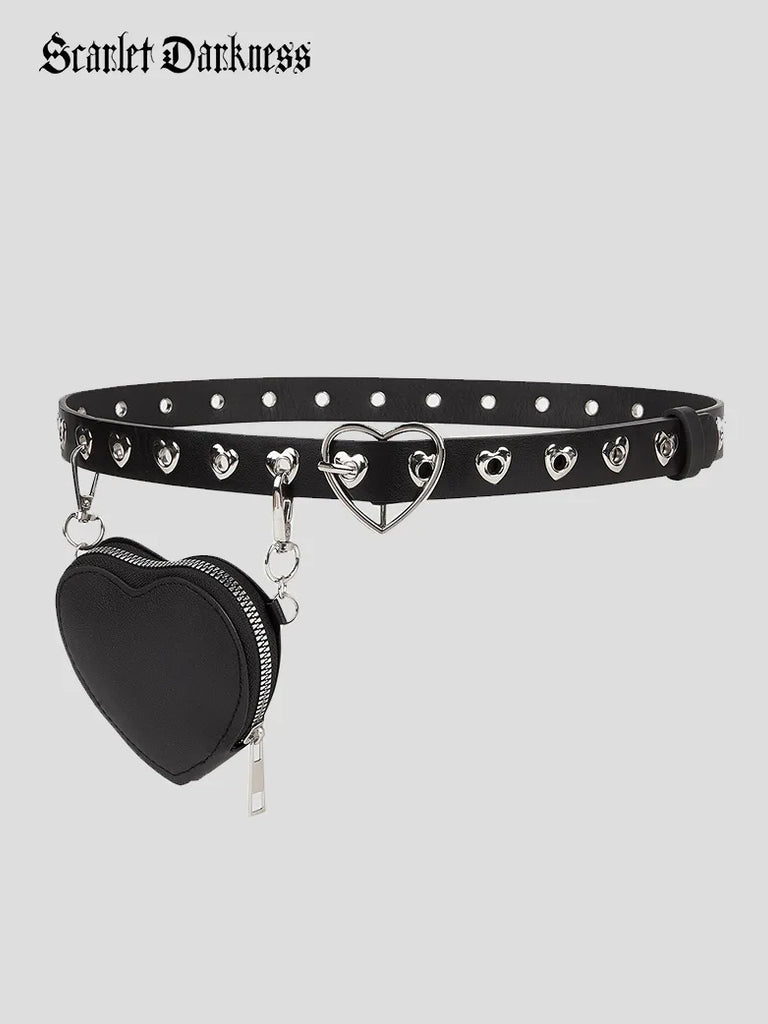 Women Gothic Punk Love Metal Waist Chain with Bag SCARLET DARKNESS