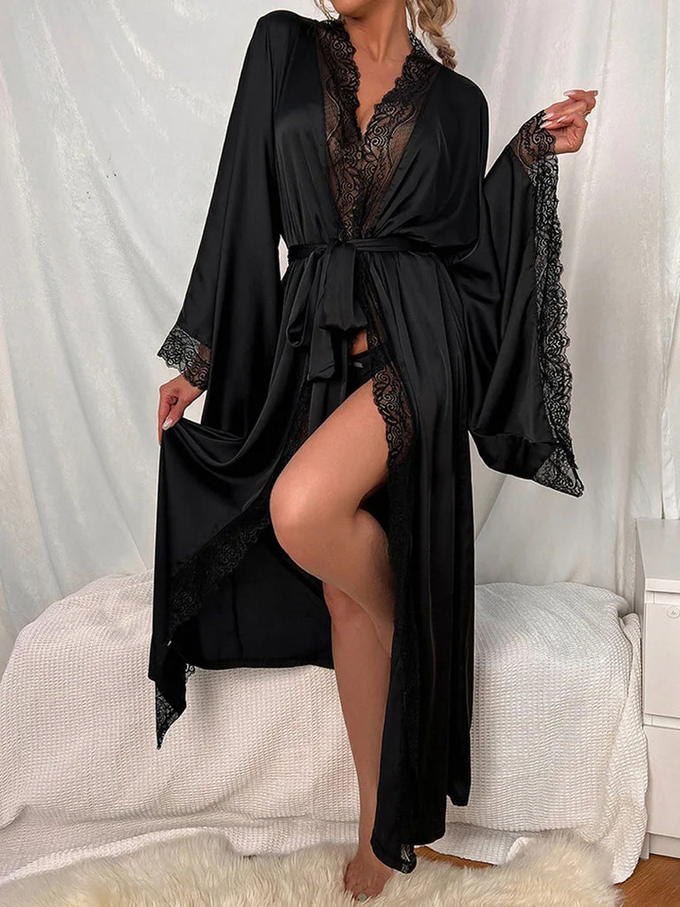 Gothic Sexy Satin Lace Nightgown Women Pajamas SCARLET DARKNESS