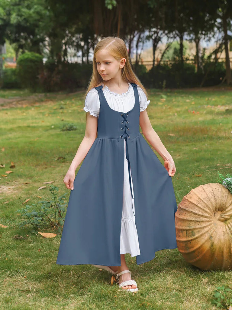 Kids 2pcs Set Medieval Costume Slip Dress+Tank Dress SCARLET DARKNESS