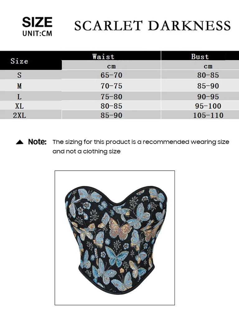 Women Renaissance Blue Butterfly Jacquard Corsets SCARLET DARKNESS