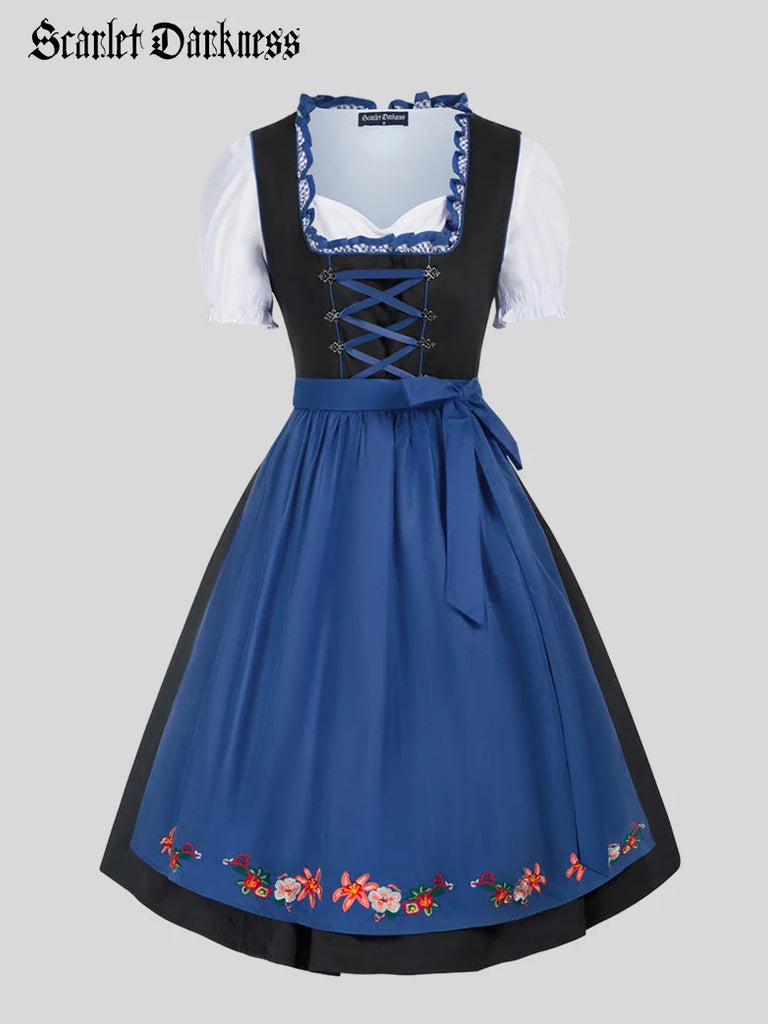 Women German Bavarian Oktoberfest Costumes 3pcs Set SCARLET DARKNESS