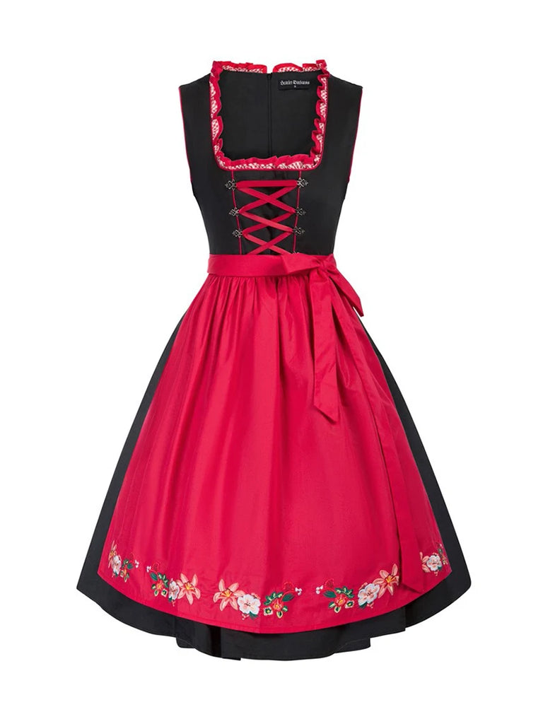 Women German Bavarian Oktoberfest Costumes 3pcs Set SCARLET DARKNESS