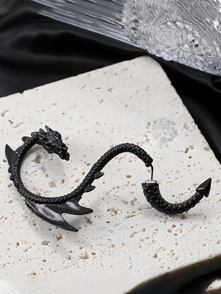 Retro Punk Flying Dragon Earrings for Women 1pcs SCARLET DARKNESS