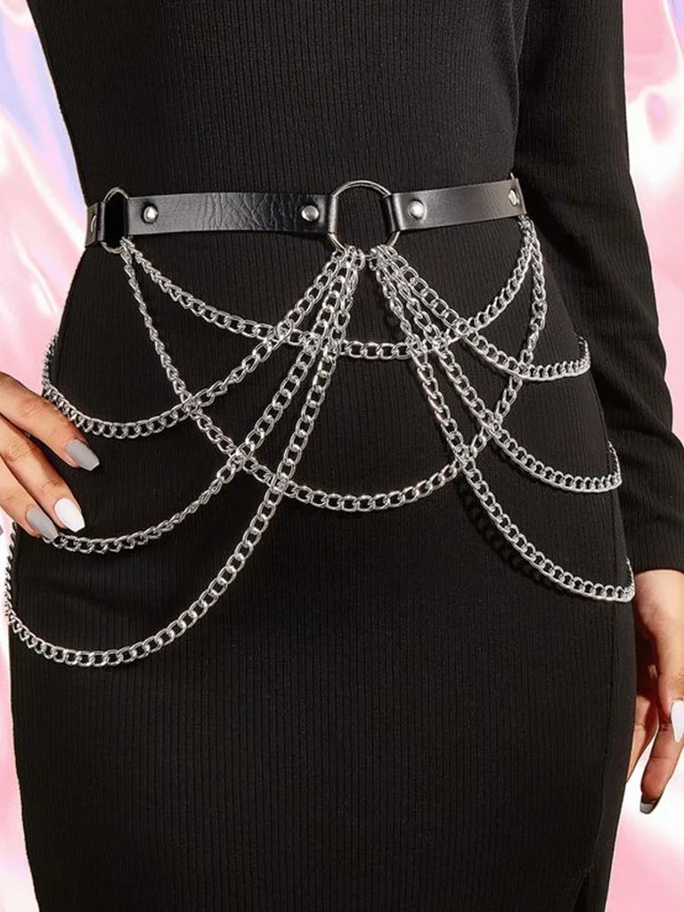 Punk Layered Metal Waist Chain SCARLET DARKNESS