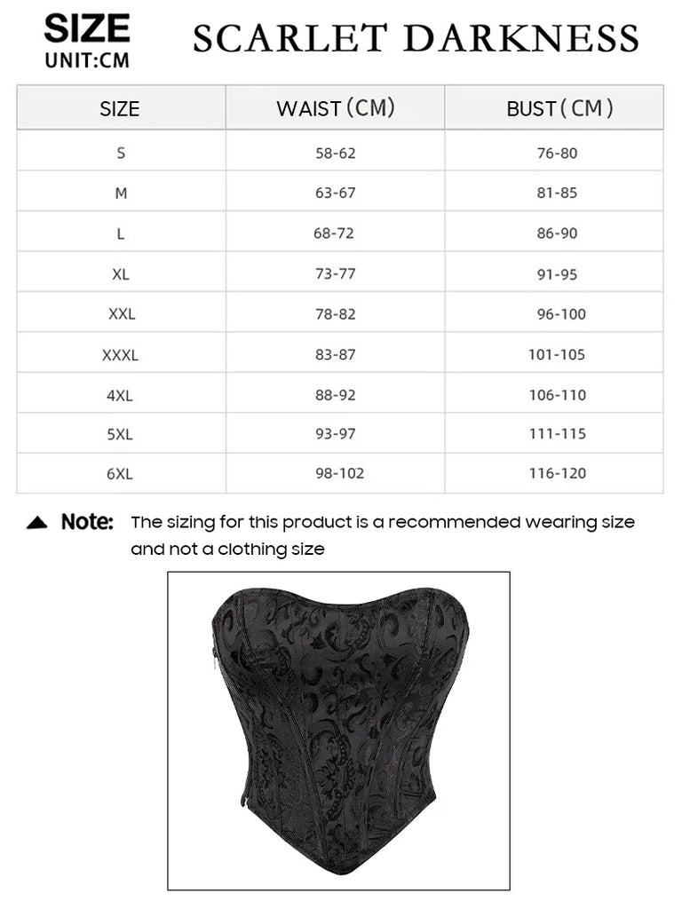 Women Victoria Gothic Satin Jacquard Bustier Tops SCARLET DARKNESS