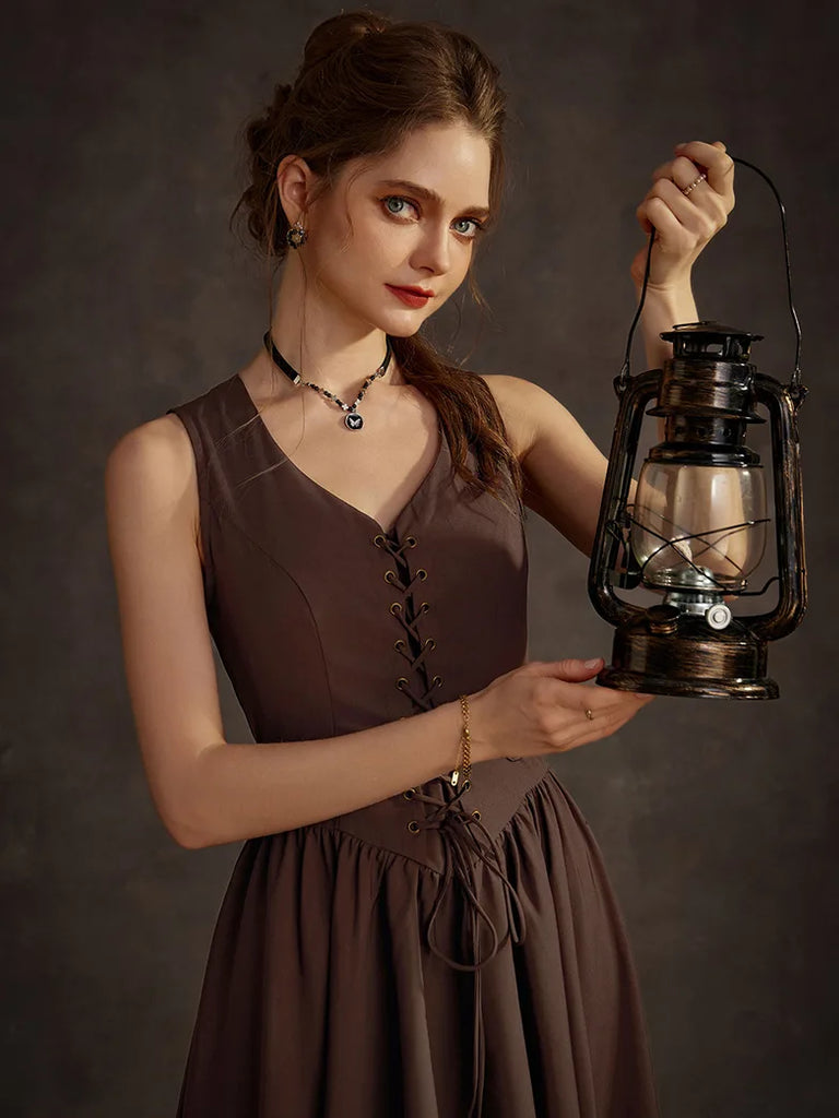 Steampunk Irregular Layered Hem Pirate A-Line Dress SCARLET DARKNESS