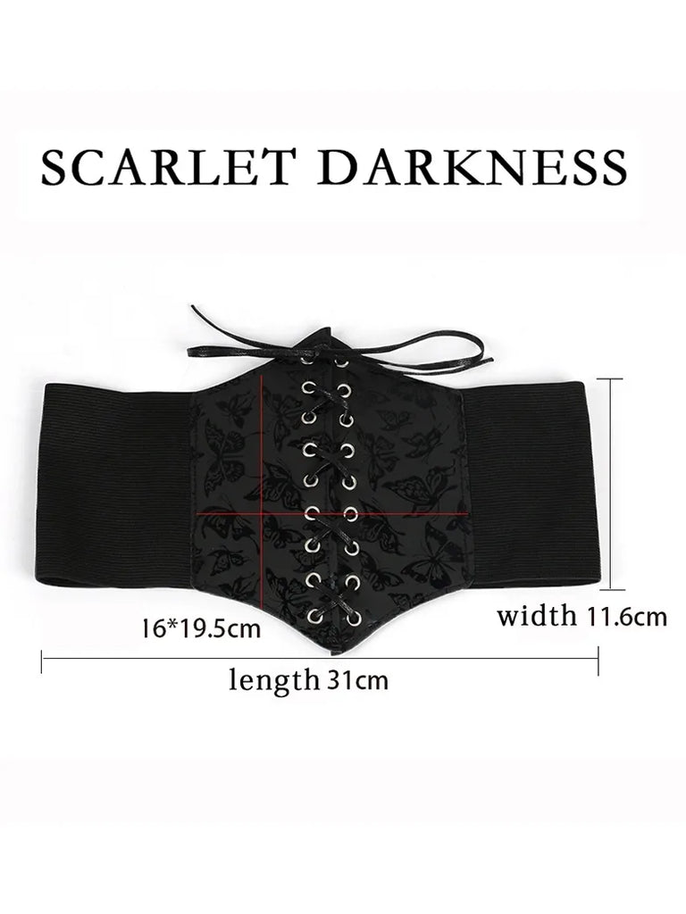 Women Gothic Butterfly Bronzing Irregular Waistband SCARLET DARKNESS