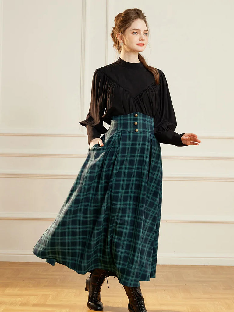 Women Victorian Fashion Swing Skirt Flared Long Maxi Skirt SCARLET DARKNESS