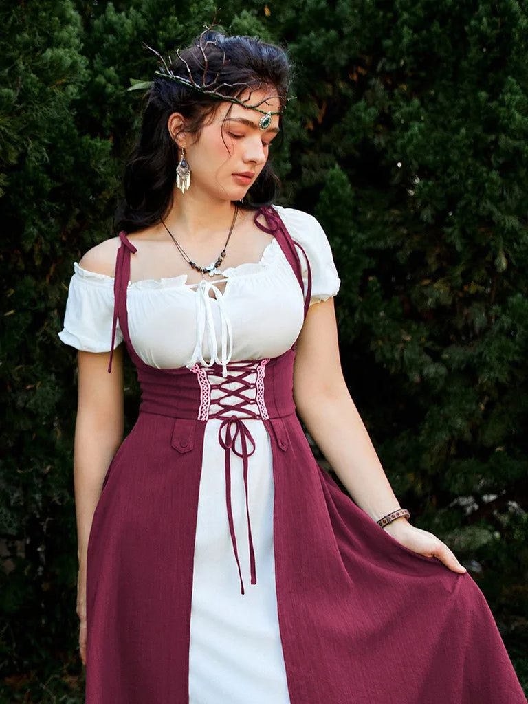 Renaissance Overdress Lace-up Cover-up Dress with Pocket SCARLET DARKNESS