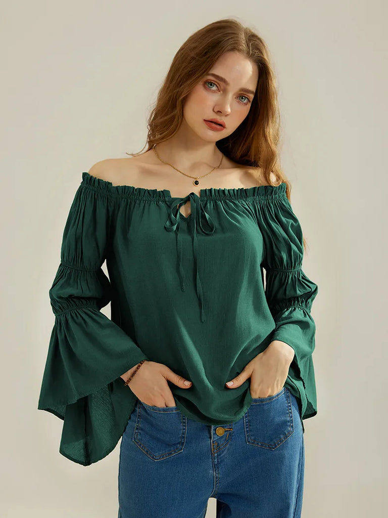 Renaissance Off Shoulder Tops Long Virago Sleeve Tops SCARLET DARKNESS