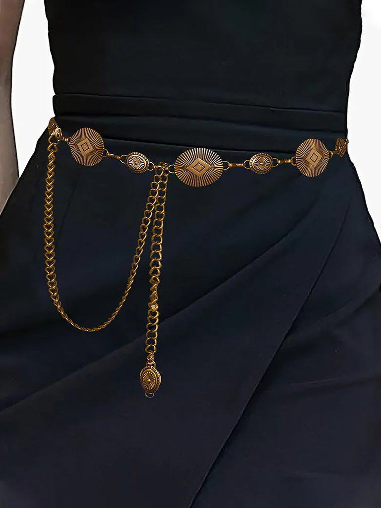 Boho Metal Chain 140cm Quick-Release Waist Belt SCARLET DARKNESS