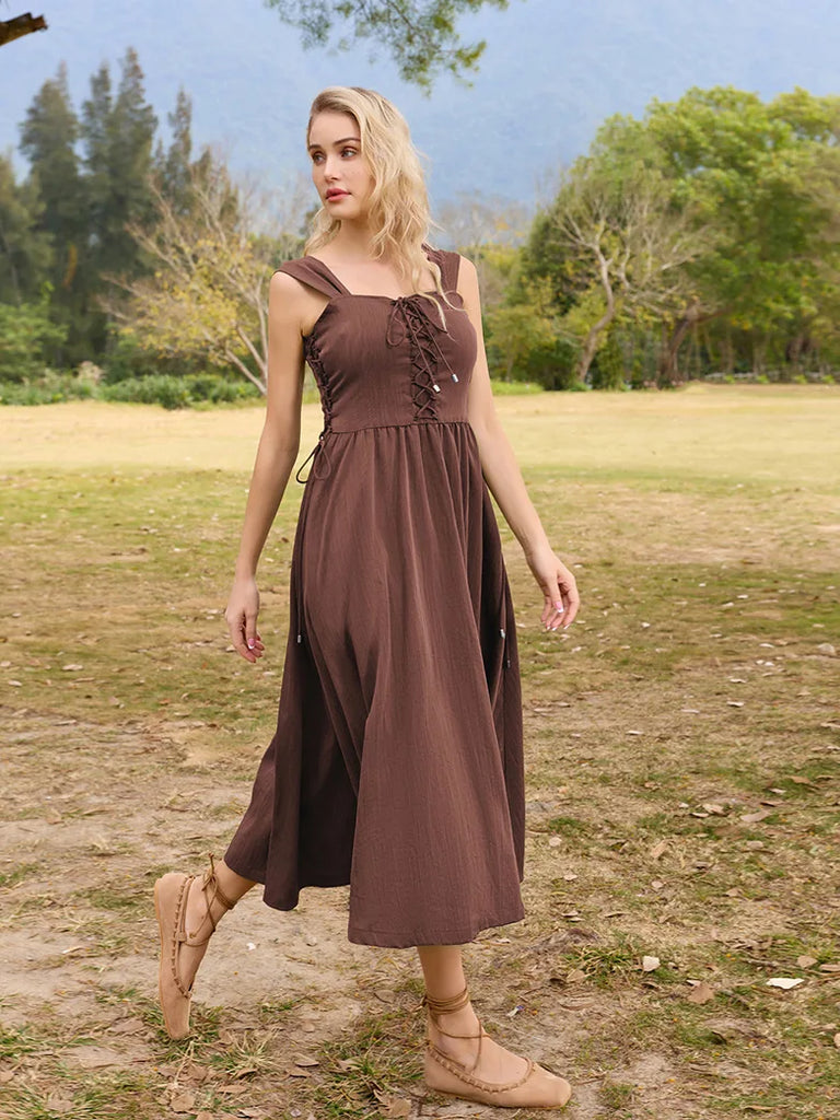 Scarlet Darkness Women Renaissance Summer Cottagecore Dress SCARLET DARKNESS