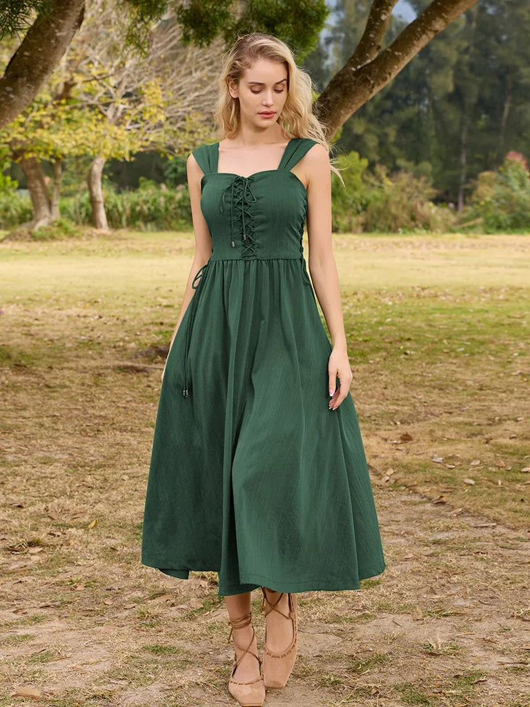 Scarlet Darkness Women Renaissance Summer Cottagecore Dress SCARLET DARKNESS