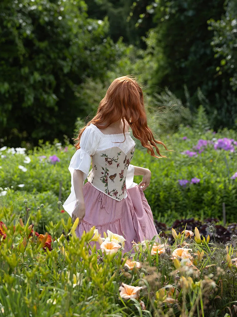 Victorian Corset Women Butterfly Floral Bustier SCARLET DARKNESS