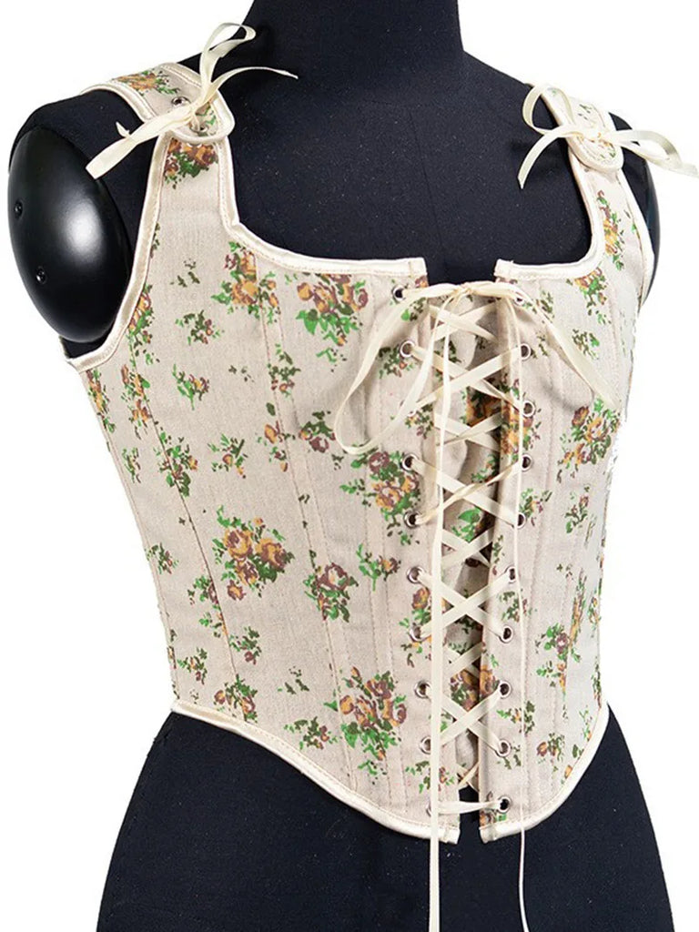 Scarlet Darkness Women Renaissance Green Floral Corset SCARLET DARKNESS