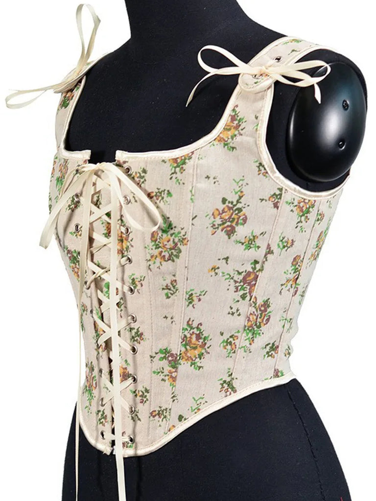 Scarlet Darkness Women Renaissance Green Floral Corset SCARLET DARKNESS