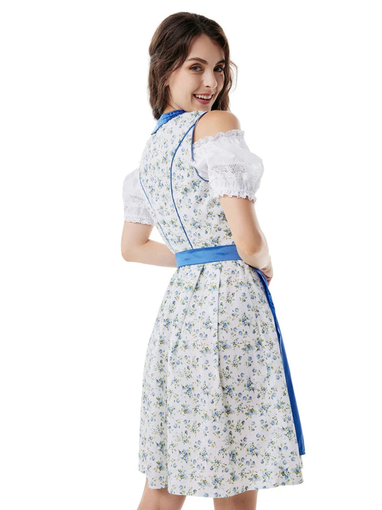 German Bavarian Oktoberfest Costumes Tops+Cotton Dress+Apron SCARLET DARKNESS